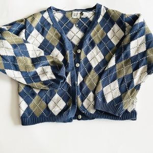 Gap Unisex 100% Cotton Argyle Button Up Sweater Cardigan- see description